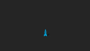 Minimalist Macbookwith Blue Rocket Icon Wallpaper