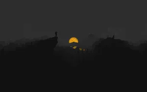 Minimalist_ Moonlit_ Landscape_with_ Figure Wallpaper