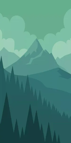 Minimalist_ Mountain_ Forest_ Vector Wallpaper