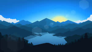 Minimalist Mountain Lake Sunset Wallpaper