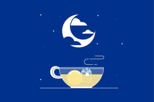 Minimalist Nighttime Tea Illustration Wallpaper