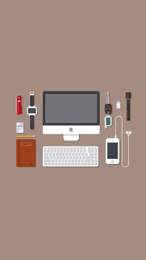 Minimalist Office Setup Flat Design Wallpaper