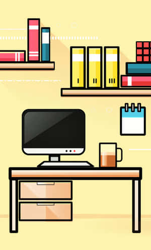 Minimalist Office Setup Vector Illustration Wallpaper