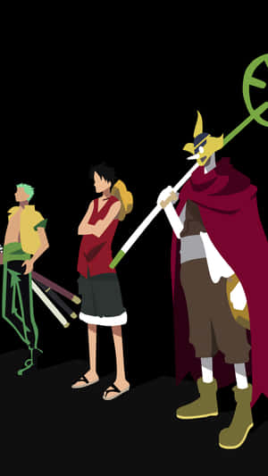 Minimalist One Piece Usopp, Luffy, And Zoro Wallpaper