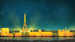 Minimalist Paris Skyline Night Wallpaper