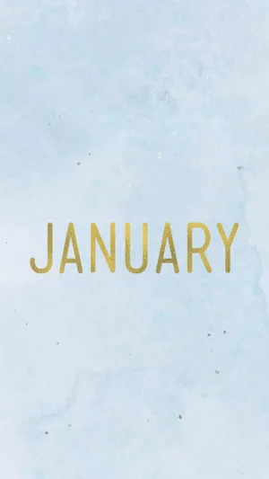 Minimalist Pastel Blue And Gold January Phone Wallpaper