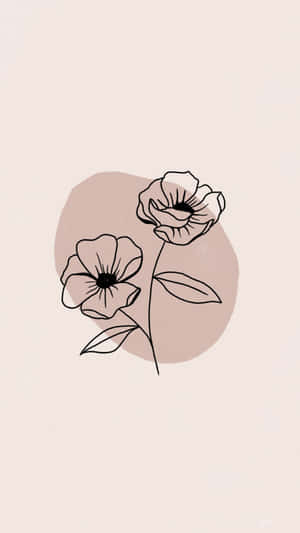 Minimalist Pastel Floral Illustration Wallpaper