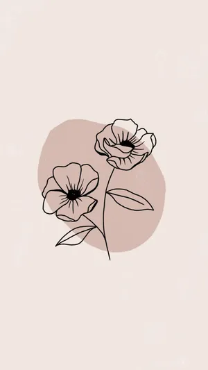 Minimalist Pastel Floral Illustration Wallpaper