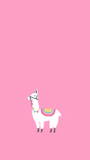 Minimalist Pink Cute Llama Wallpaper