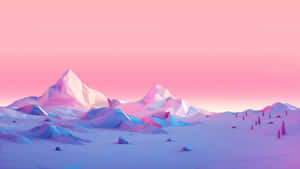 Minimalist Pink Mountain Landscape Wallpaper