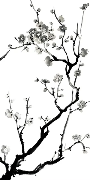 Minimalist Plum Blossom Art Wallpaper