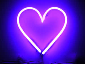 Minimalist Purple Neon Heart Light Photograph Wallpaper