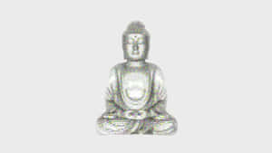 Minimalist Silver Buddha Statue Wallpaper