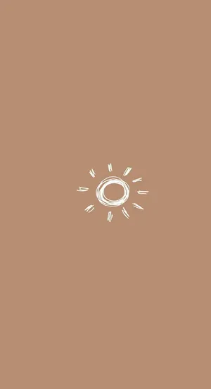Minimalist Sun Doodle Brown Background Wallpaper