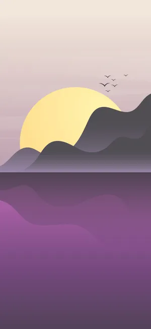 Minimalist Sunset Mountains Vector Illustration Wallpaper