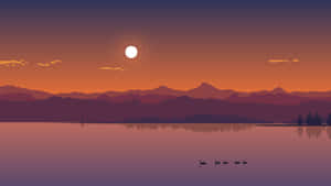 Minimalist Sunset: Serenity In Simplicity Wallpaper