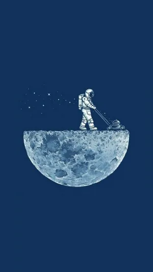 Minimalist Tablet Astronaut On Moon Wallpaper