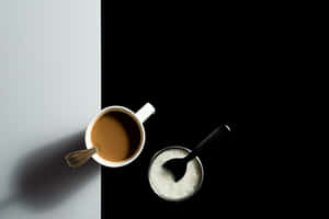 Minimalist Tea Cupand Sugar Bowlon Dual Tone Background Wallpaper