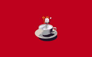 Minimalist Tea Cupand Teabag Design Wallpaper