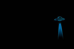 Minimalist Ufo Neon Blue Art Wallpaper