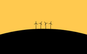 Minimalist Wind Turbines Sunset Wallpaper