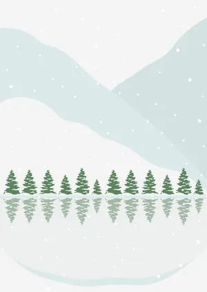 Minimalist_ Winter_ Landscape_with_ Pine_ Trees Wallpaper