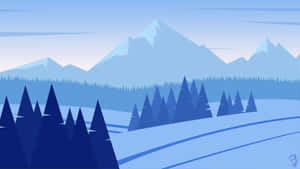 Minimalist_ Winter_ Mountain_ Landscape Wallpaper