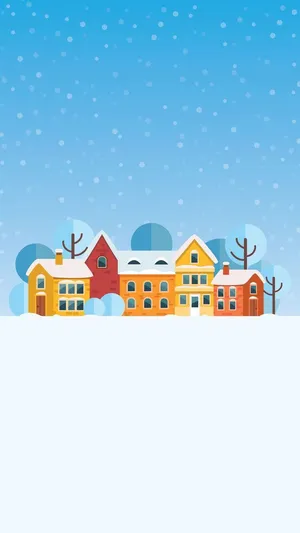 Minimalist Winter Town Illustration Wallpaper