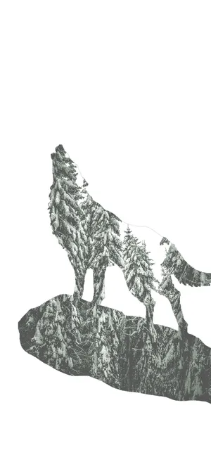 Minimalist Wolf In Black And White Wallpaper