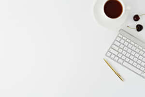 Minimalist Workspacewith Coffeeand Cherries.jpg Wallpaper