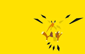 Minimalist Zapdos On Yellow Background Wallpaper