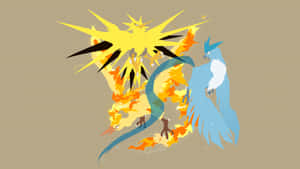 Minimalist Zapdos Posing Artwork Wallpaper