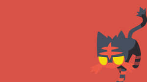 Minimalistic Litten Against Red Background Wallpaper