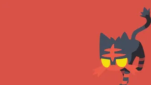 Minimalistic Litten Against Red Background Wallpaper