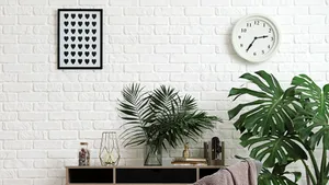 Minimalistic White Brick Wall Zoom Background Wallpaper