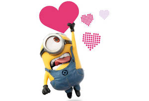 Minion Hanging On Heart Wallpaper