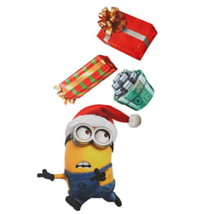 Minion Santawith Christmas Gifts Wallpaper