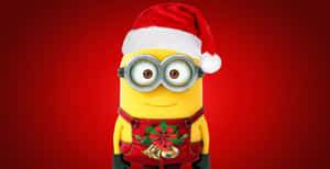 Minionin Santa Hat Christmas Celebration.jpg Wallpaper
