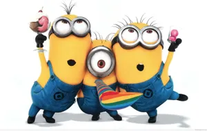 Minions Celebrating Funny Cartoon Wallpaper