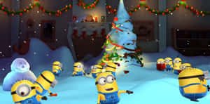 Minions Christmas Celebration Wallpaper