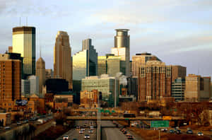 Minneapolis Skyline Dusk Traffic Wallpaper