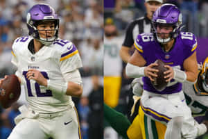 Minnesota Vikings Quarterbacks Action Shots Wallpaper