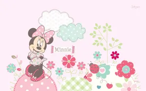 Minnie Mouse And Flower Aesthetic Wallpaper