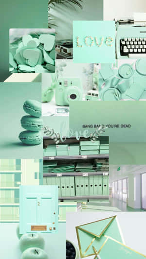 Mint Aesthetic Collage Wallpaper