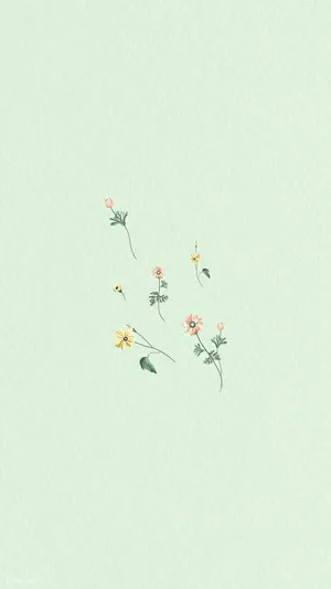 Mint Background Floral Art Wallpaper