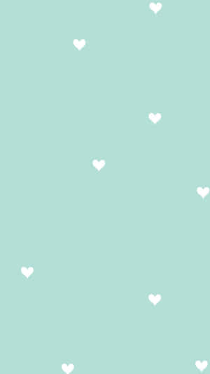 Mint Hearts Pattern Background Wallpaper