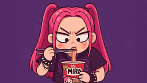 Mira Kpop Demon Hunters Eating Ramen Wallpaper