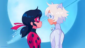 Miraculous Ladybug And Cat Blanc Wallpaper