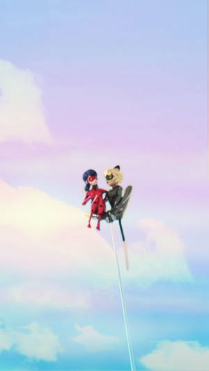 Miraculous Ladybug And Cat Noir In Air Wallpaper