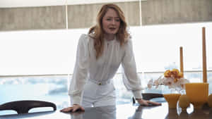 Miranda Otto Elegant White Outfit Wallpaper